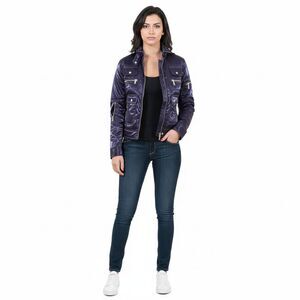 Aureka Prugna Purple Padded Women's Cropped Jacket